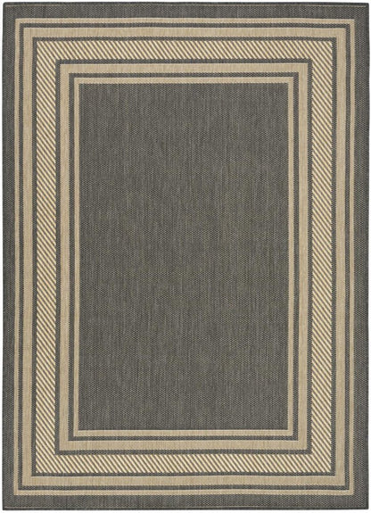 6' X 9' Charcoal Geometric Indoor Outdoor Area Rug