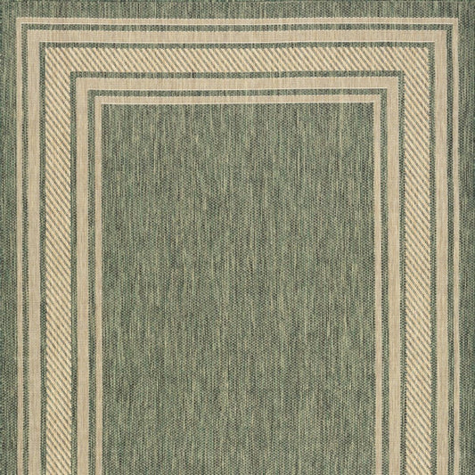 6' X 9' Green Geometric Indoor Outdoor Area Rug