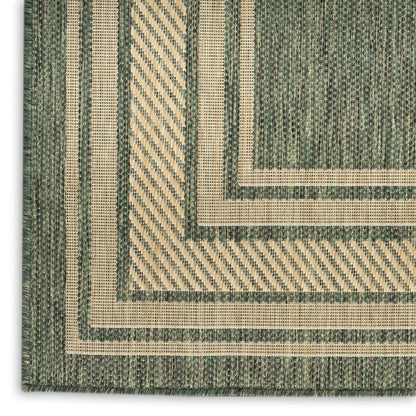 6' X 9' Green Geometric Indoor Outdoor Area Rug