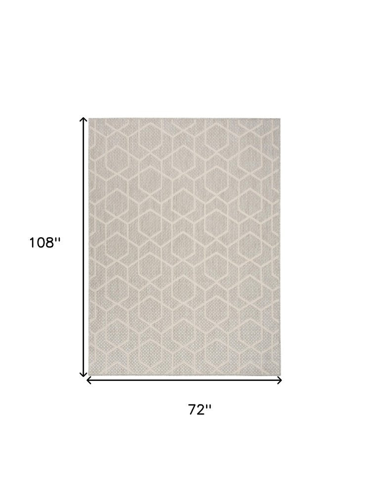 6' X 9' Gray And Ivory Geometric Indoor Outdoor Area Rug HomeRoots