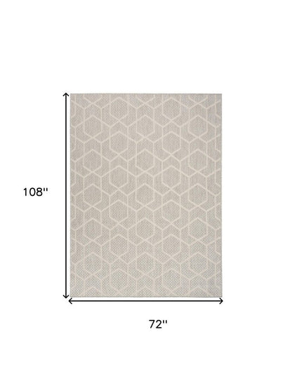 6' X 9' Gray And Ivory Geometric Indoor Outdoor Area Rug HomeRoots