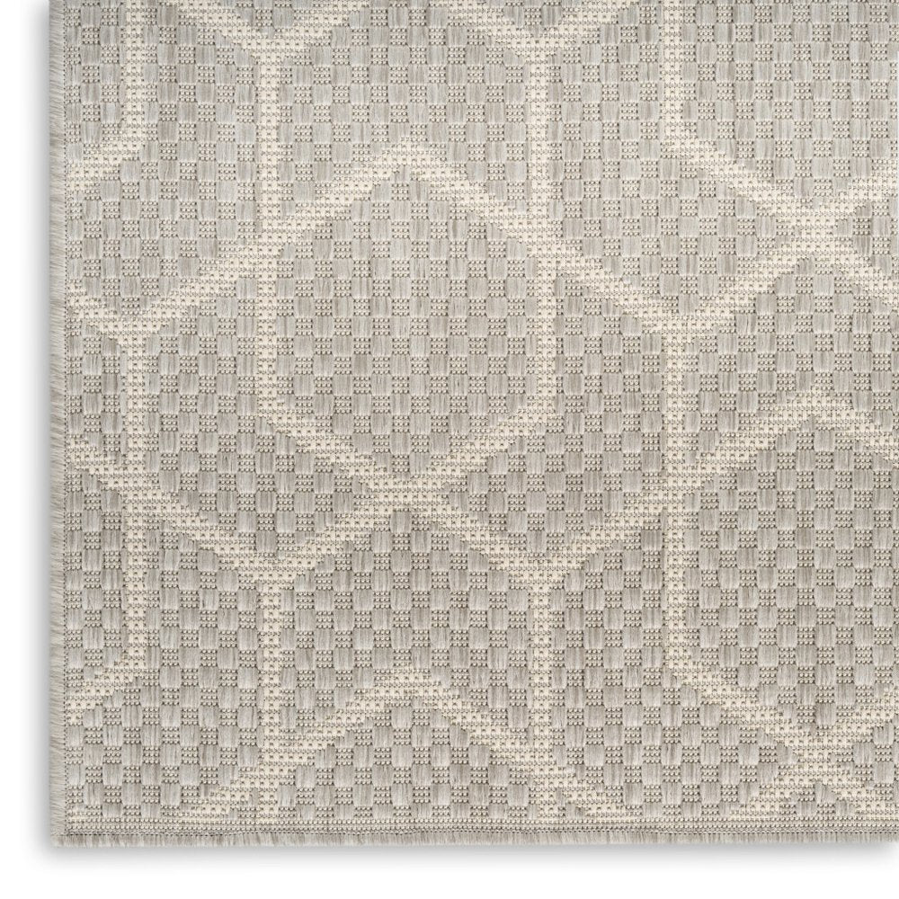 6' X 9' Gray And Ivory Geometric Indoor Outdoor Area Rug — view 6
