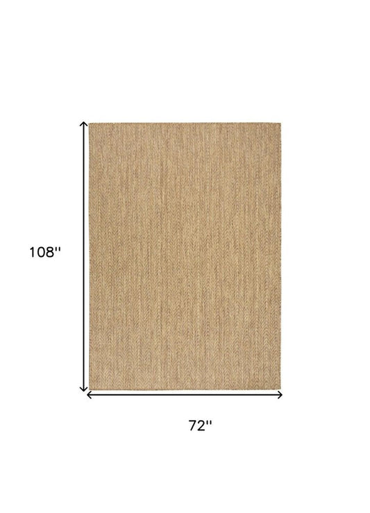 6' X 9' Natural Geometric Indoor Outdoor Area Rug