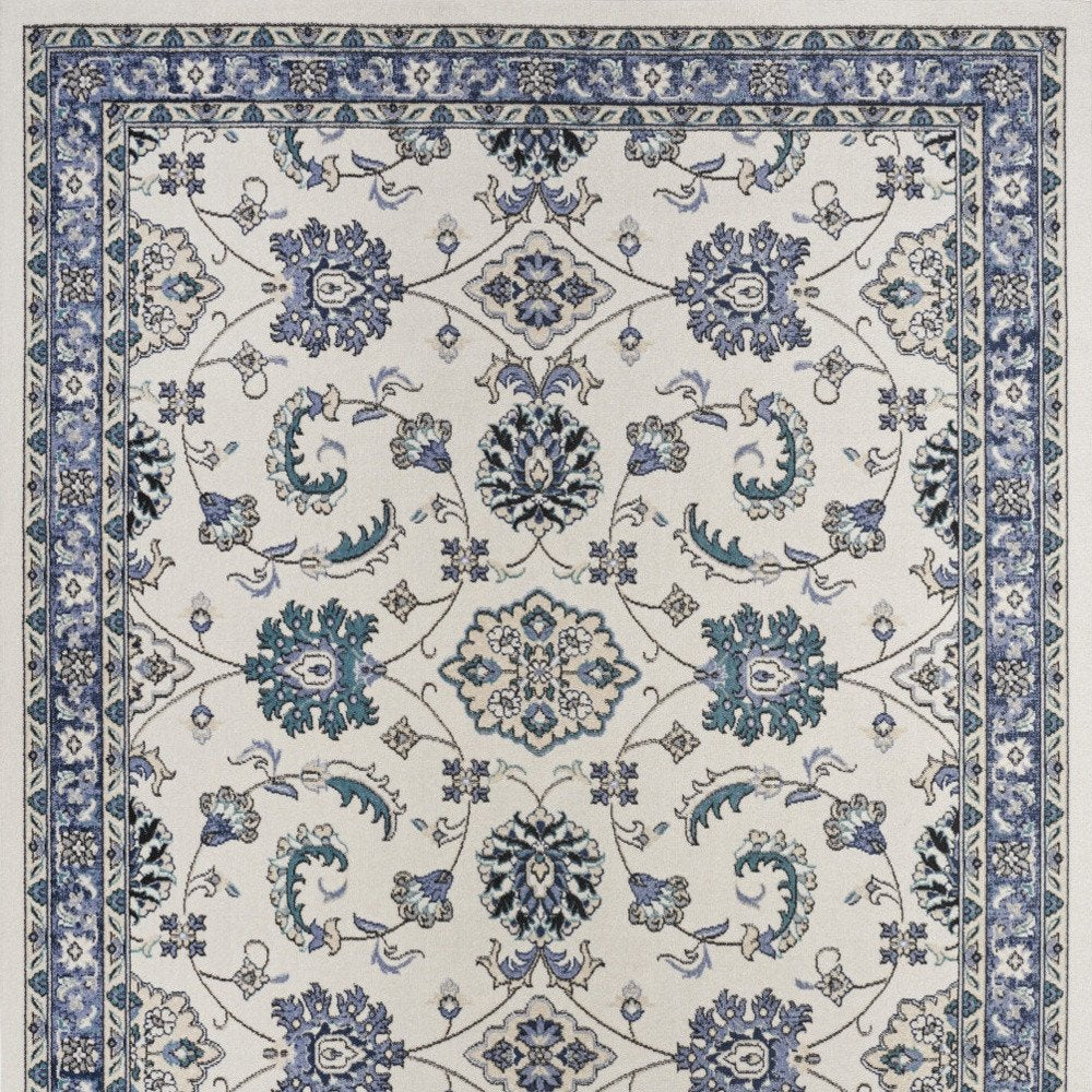 6' X 9' Ivory And Blue Floral Indoor Outdoor Area Rug HomeRoots