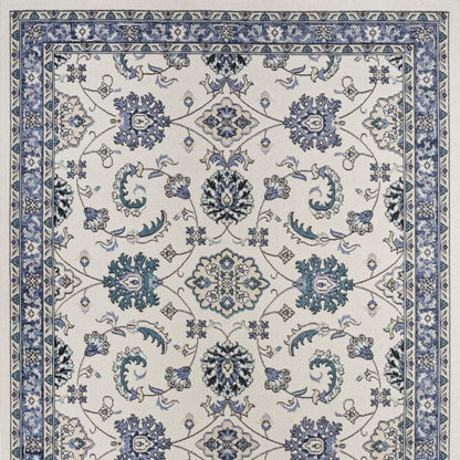 6' X 9' Ivory And Blue Floral Indoor Outdoor Area Rug HomeRoots
