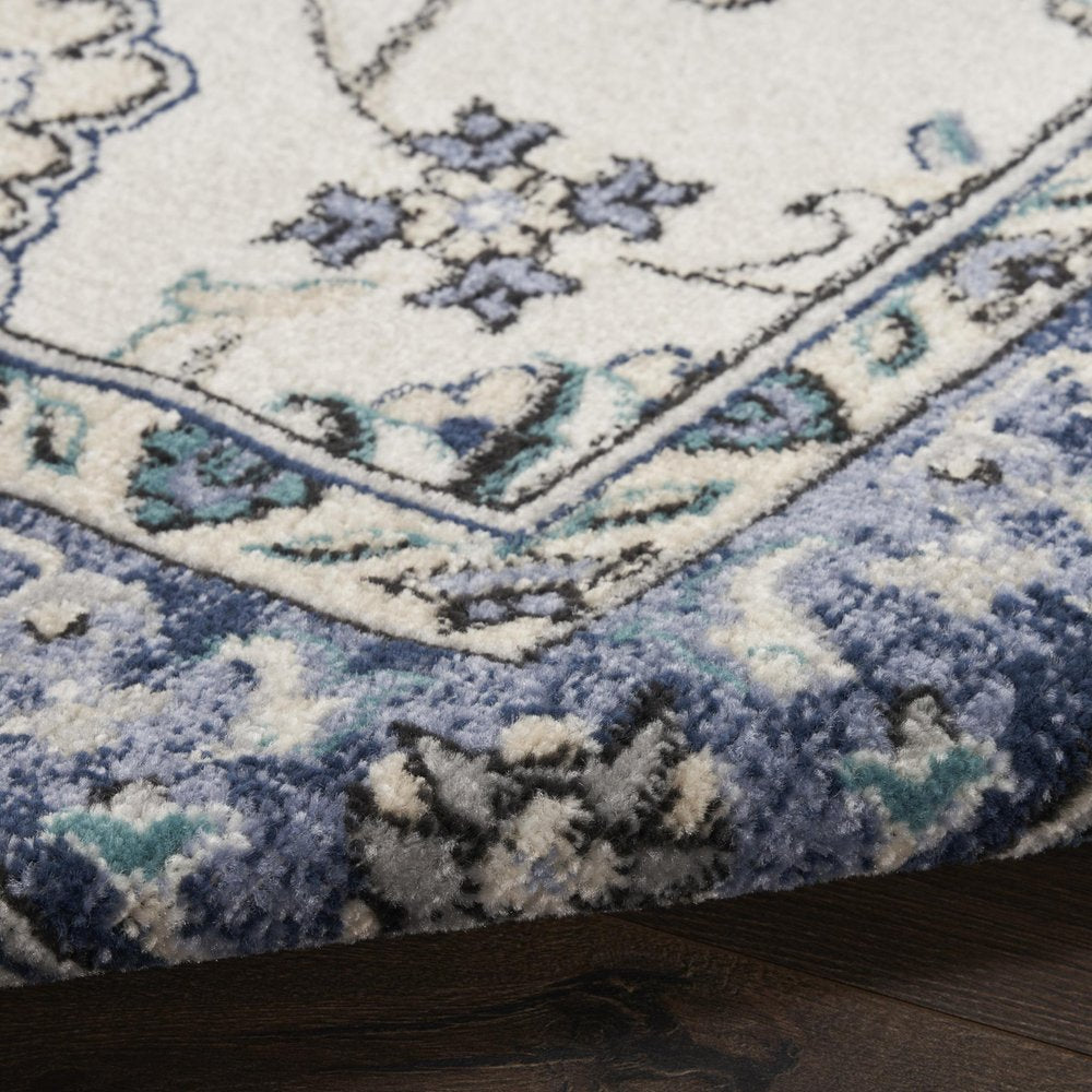 6' X 9' Ivory And Blue Floral Indoor Outdoor Area Rug — view 5