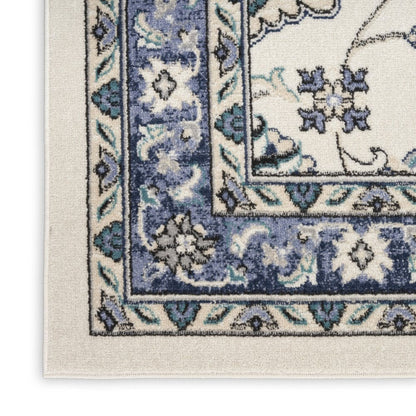 6' X 9' Ivory And Blue Floral Indoor Outdoor Area Rug HomeRoots