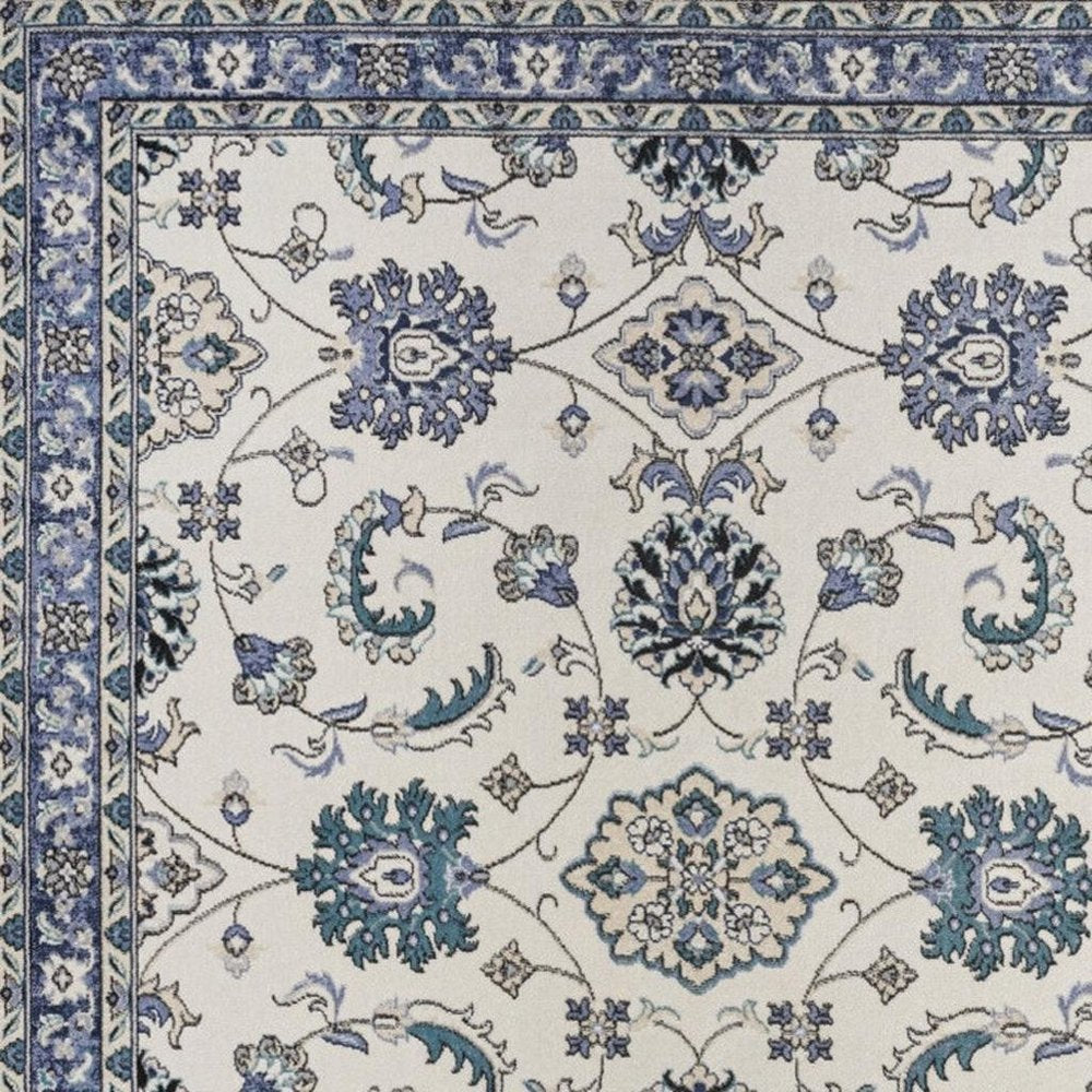 6' X 9' Ivory And Blue Floral Indoor Outdoor Area Rug HomeRoots
