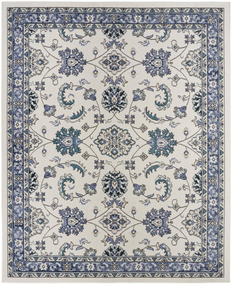 6' X 9' Ivory And Blue Floral Indoor Outdoor Area Rug HomeRoots