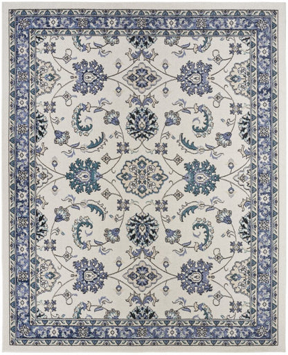6' X 9' Ivory And Blue Floral Indoor Outdoor Area Rug HomeRoots