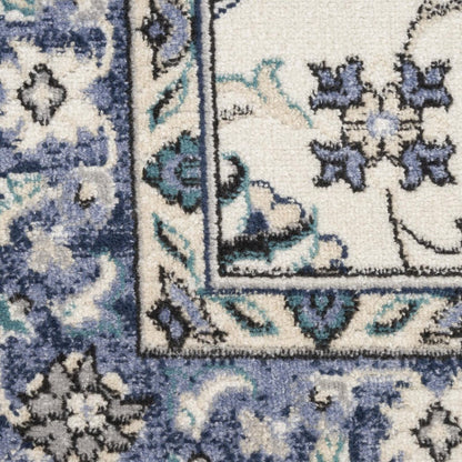 6' X 9' Ivory And Blue Floral Indoor Outdoor Area Rug HomeRoots