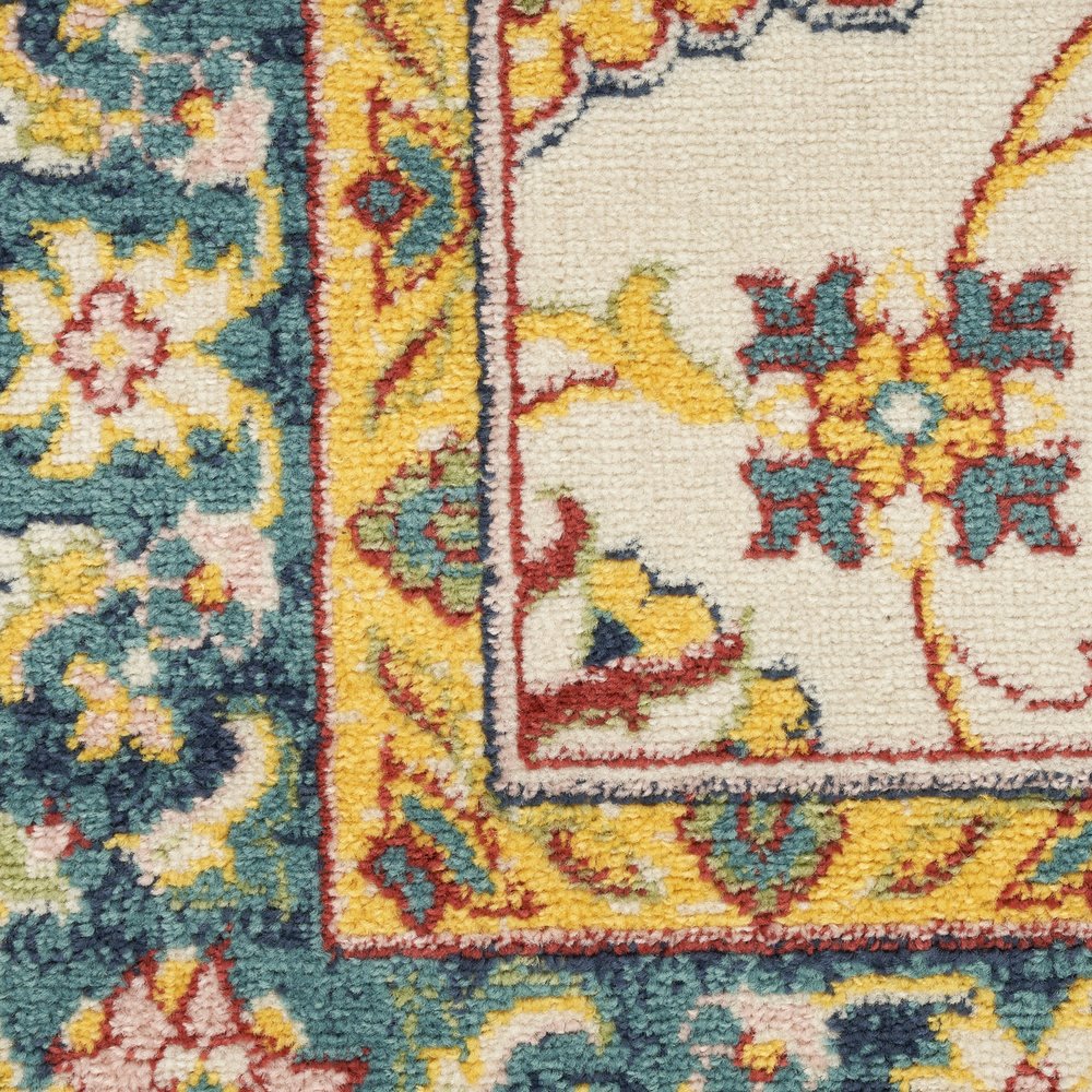 6' X 9' Ivory And Gold Floral Indoor Outdoor Area Rug — view 11