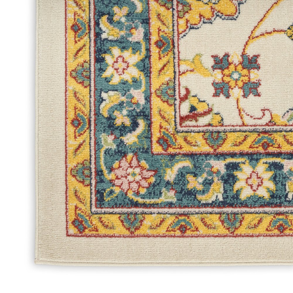 6' X 9' Ivory And Gold Floral Indoor Outdoor Area Rug HomeRoots