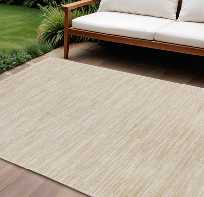 6' X 9' Ivory And Gold Abstract Indoor Outdoor Area Rug HomeRoots