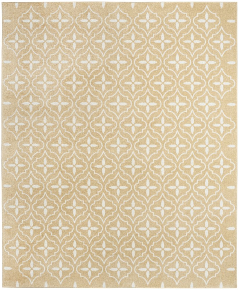 6' X 9' Beige And Ivory Geometric Indoor Outdoor Area Rug — view 8