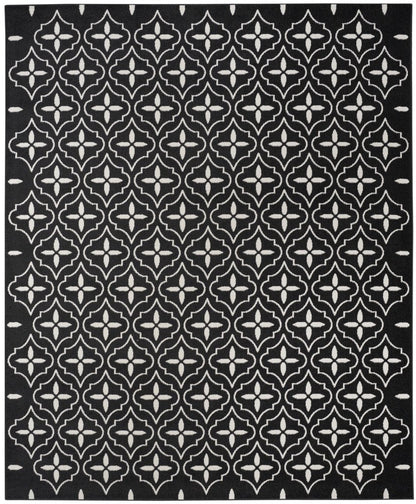 6' X 9' Black And Ivory Geometric Indoor Outdoor Area Rug HomeRoots