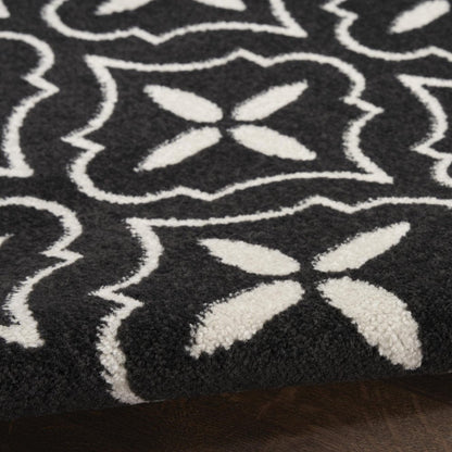 6' X 9' Black And Ivory Geometric Indoor Outdoor Area Rug HomeRoots