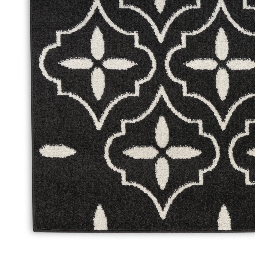 6' X 9' Black And Ivory Geometric Indoor Outdoor Area Rug HomeRoots