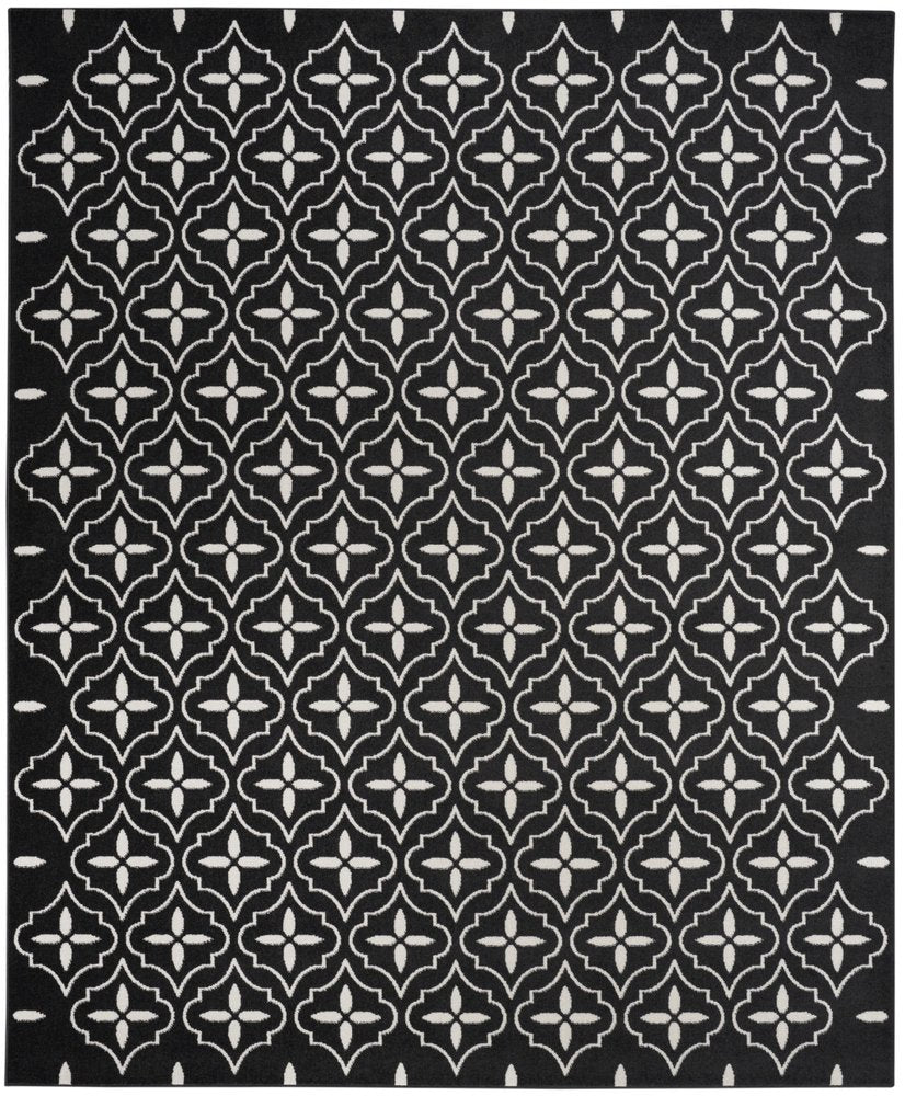 6' X 9' Black And Ivory Geometric Indoor Outdoor Area Rug HomeRoots
