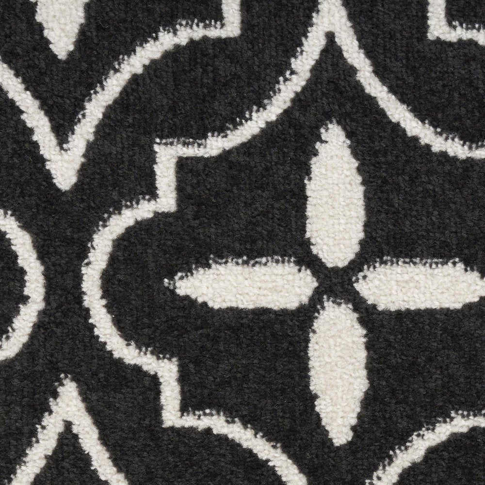 6' X 9' Black And Ivory Geometric Indoor Outdoor Area Rug — view 9