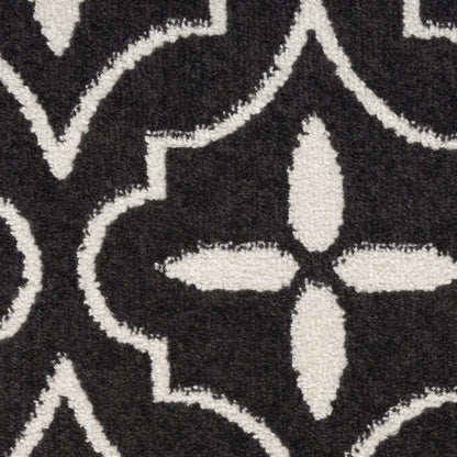 6' X 9' Black And Ivory Geometric Indoor Outdoor Area Rug HomeRoots