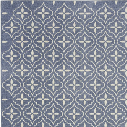 6' X 9' Blue And Ivory Geometric Indoor Outdoor Area Rug HomeRoots