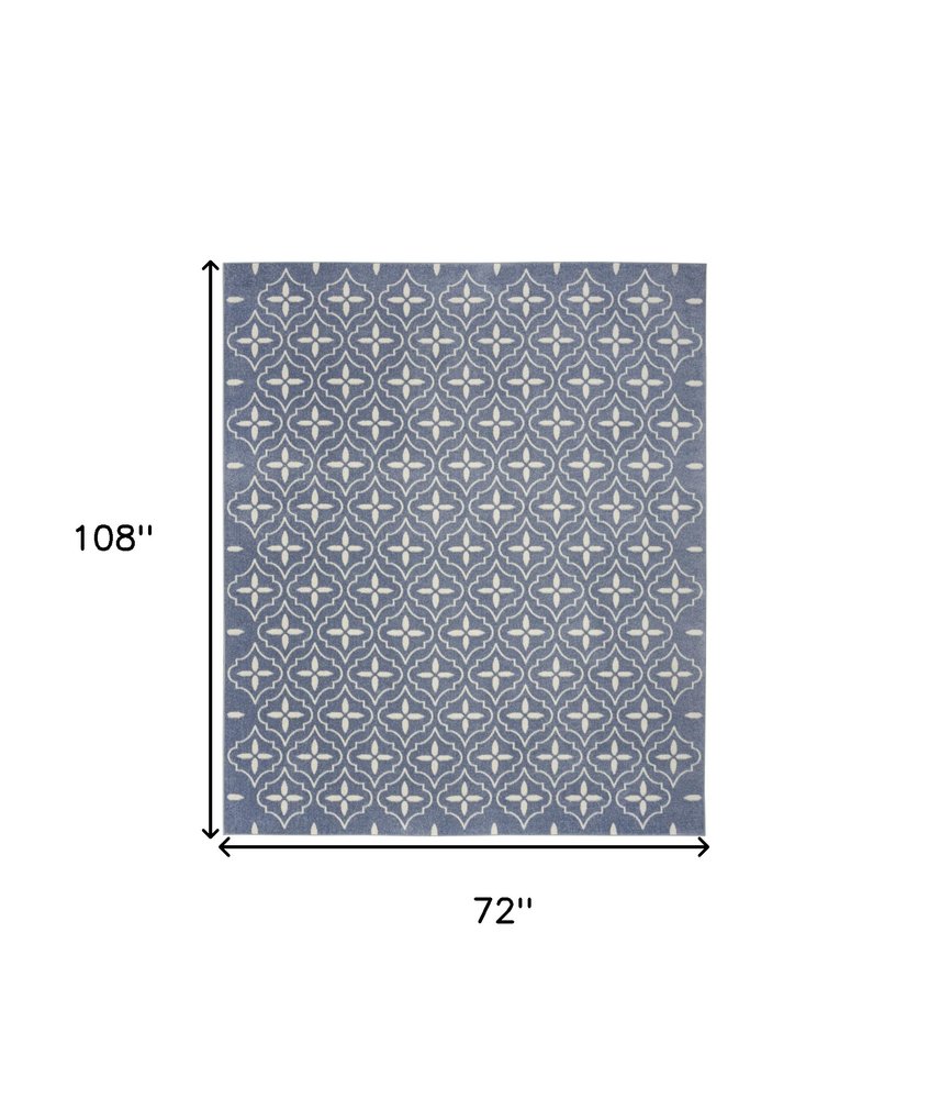 6' X 9' Blue And Ivory Geometric Indoor Outdoor Area Rug HomeRoots