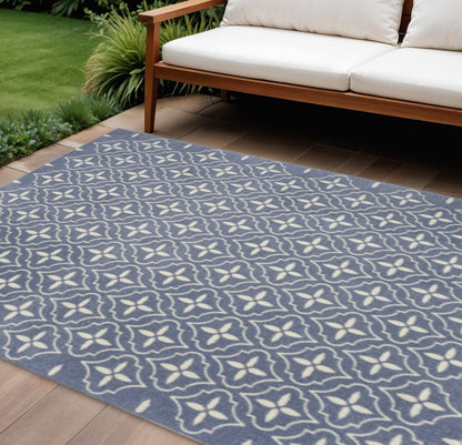 6' X 9' Blue And Ivory Geometric Indoor Outdoor Area Rug HomeRoots