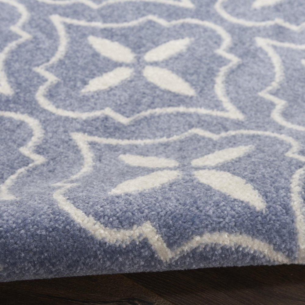 6' X 9' Blue And Ivory Geometric Indoor Outdoor Area Rug — view 5