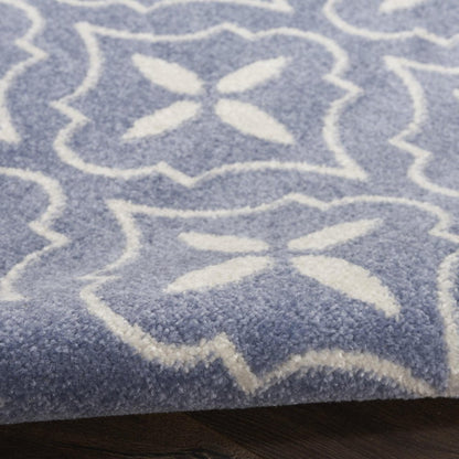 6' X 9' Blue And Ivory Geometric Indoor Outdoor Area Rug HomeRoots