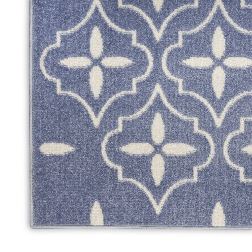 6' X 9' Blue And Ivory Geometric Indoor Outdoor Area Rug HomeRoots