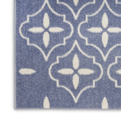 6' X 9' Blue And Ivory Geometric Indoor Outdoor Area Rug HomeRoots