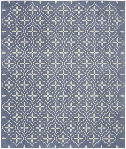 6' X 9' Blue And Ivory Geometric Indoor Outdoor Area Rug HomeRoots