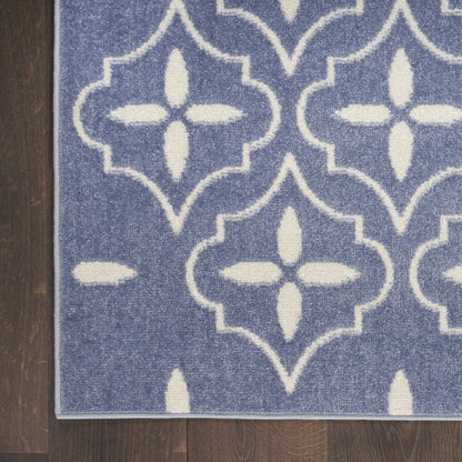 6' X 9' Blue And Ivory Geometric Indoor Outdoor Area Rug HomeRoots
