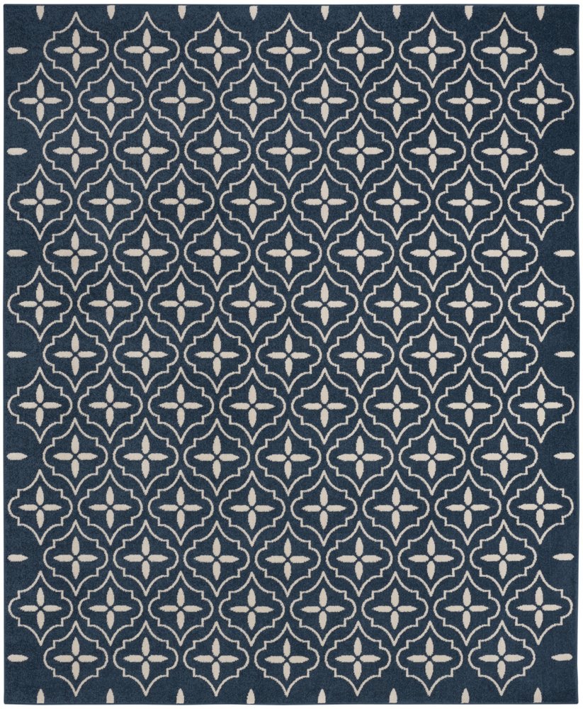 6' X 9' Navy Blue And Ivory Geometric Indoor Outdoor Area Rug HomeRoots