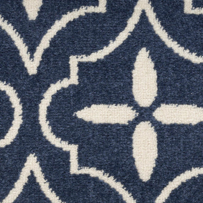 6' X 9' Navy Blue And Ivory Geometric Indoor Outdoor Area Rug HomeRoots