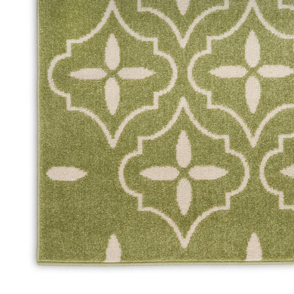 6' X 9' Green And Ivory Geometric Indoor Outdoor Area Rug HomeRoots