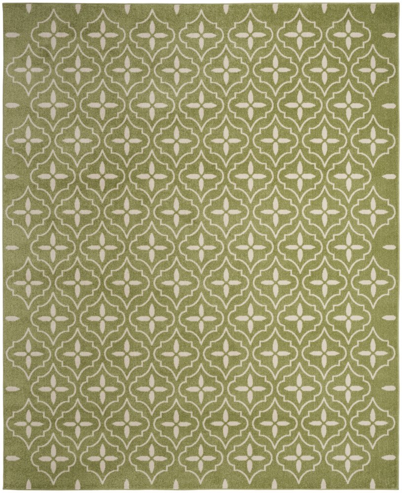 6' X 9' Green And Ivory Geometric Indoor Outdoor Area Rug HomeRoots