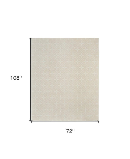 6' X 9' Ivory And Beige Geometric Indoor Outdoor Area Rug HomeRoots