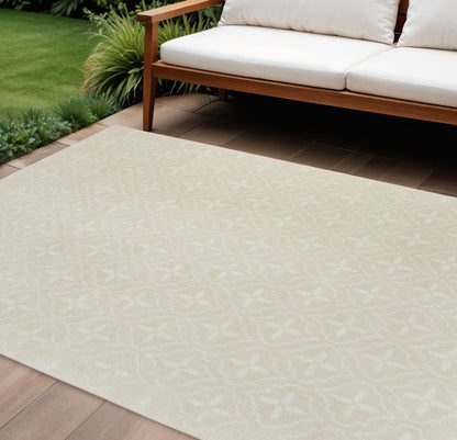 6' X 9' Ivory And Beige Geometric Indoor Outdoor Area Rug HomeRoots