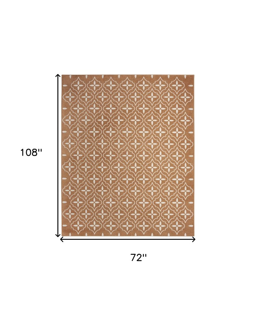 6' X 9' Copper Geometric Indoor Outdoor Area Rug — view 1