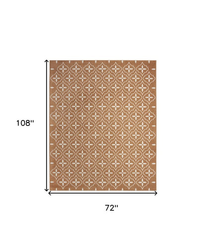 6' X 9' Copper Geometric Indoor Outdoor Area Rug HomeRoots