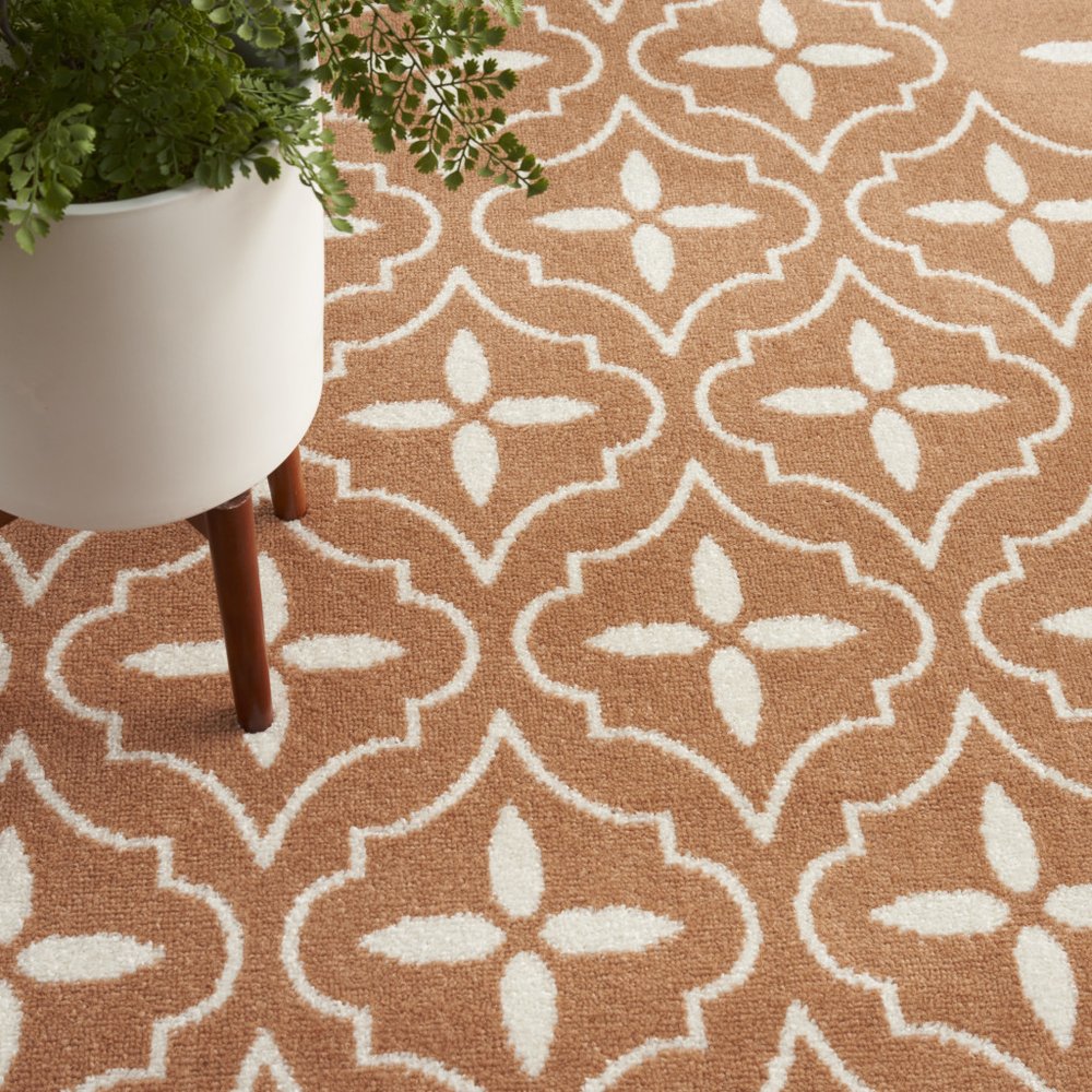 6' X 9' Copper Geometric Indoor Outdoor Area Rug — view 7