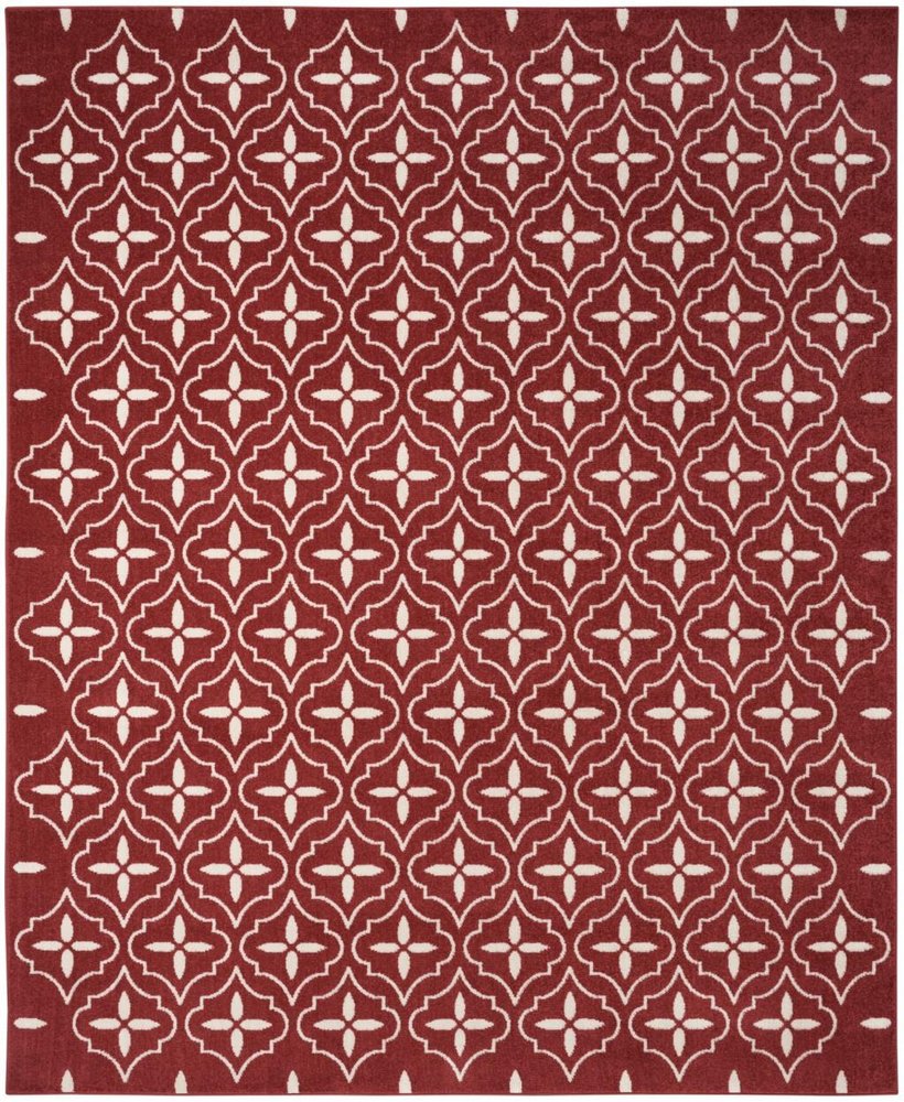 6' X 9' Brick Red And Ivory Geometric Indoor Outdoor Area Rug HomeRoots