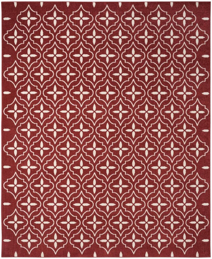 6' X 9' Brick Red And Ivory Geometric Indoor Outdoor Area Rug HomeRoots