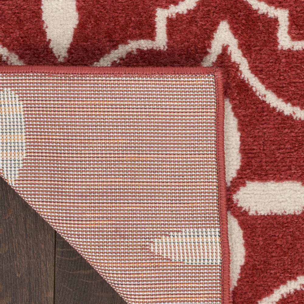 6' X 9' Brick Red And Ivory Geometric Indoor Outdoor Area Rug HomeRoots
