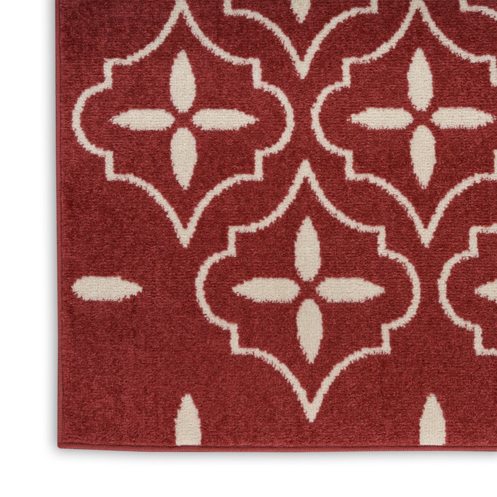 6' X 9' Brick Red And Ivory Geometric Indoor Outdoor Area Rug HomeRoots