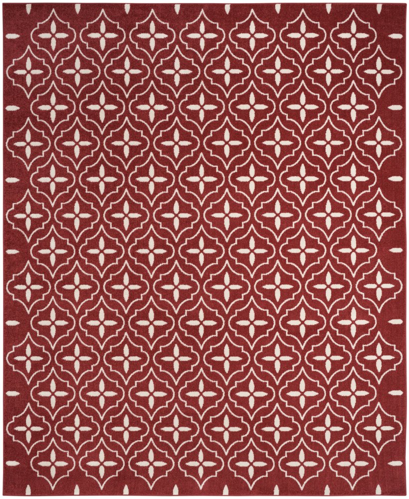 6' X 9' Brick Red And Ivory Geometric Indoor Outdoor Area Rug — view 8