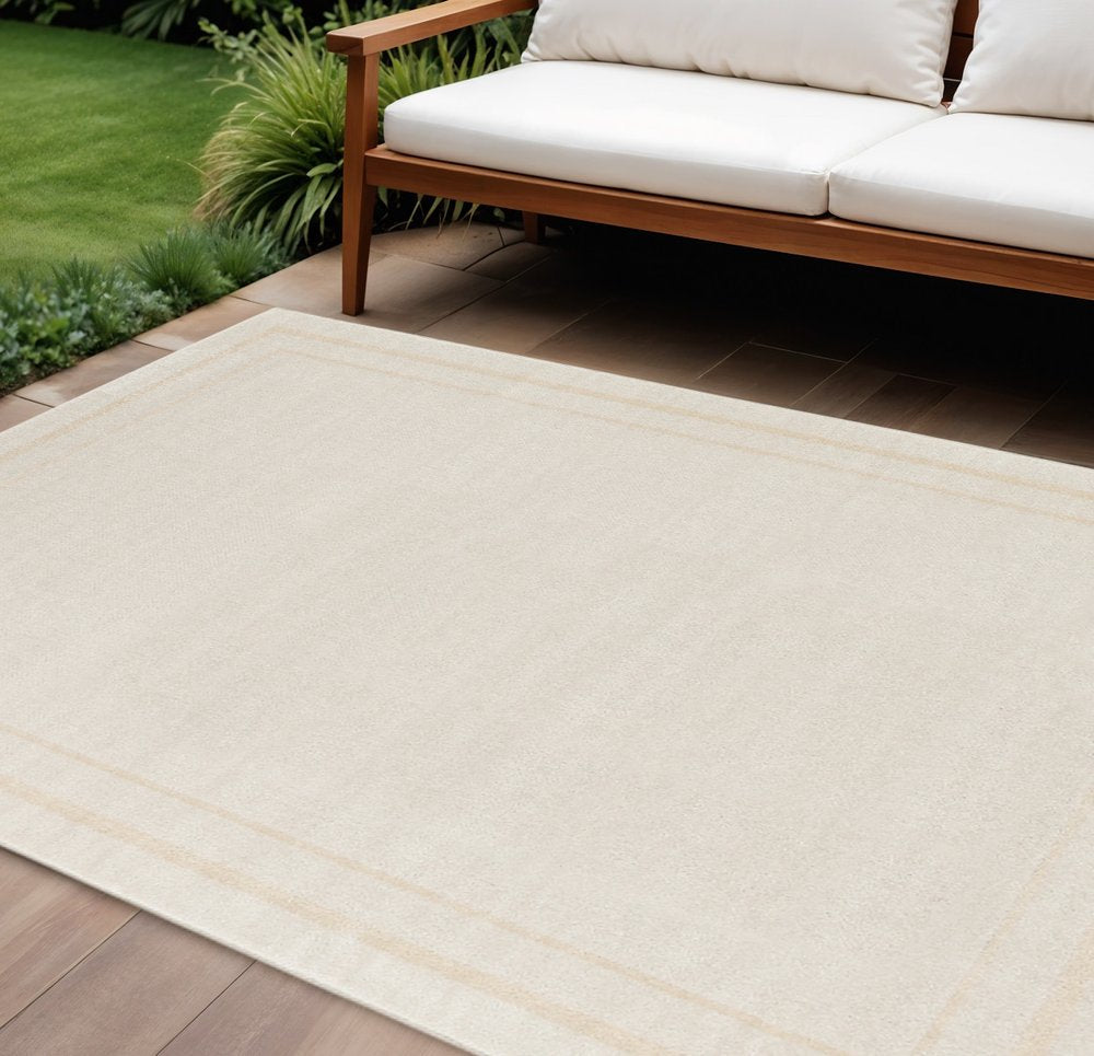 6' X 9' Ivory And Gold Indoor Outdoor Area Rug HomeRoots