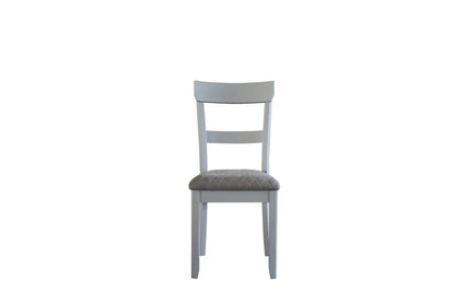 Set of Two Gray Tufted Fabric And Solid Wood Ladder Back Dining Side Chairs HomeRoots